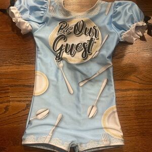 Danceinked boutique beauty and the beast inspired dance leotard sz youth med